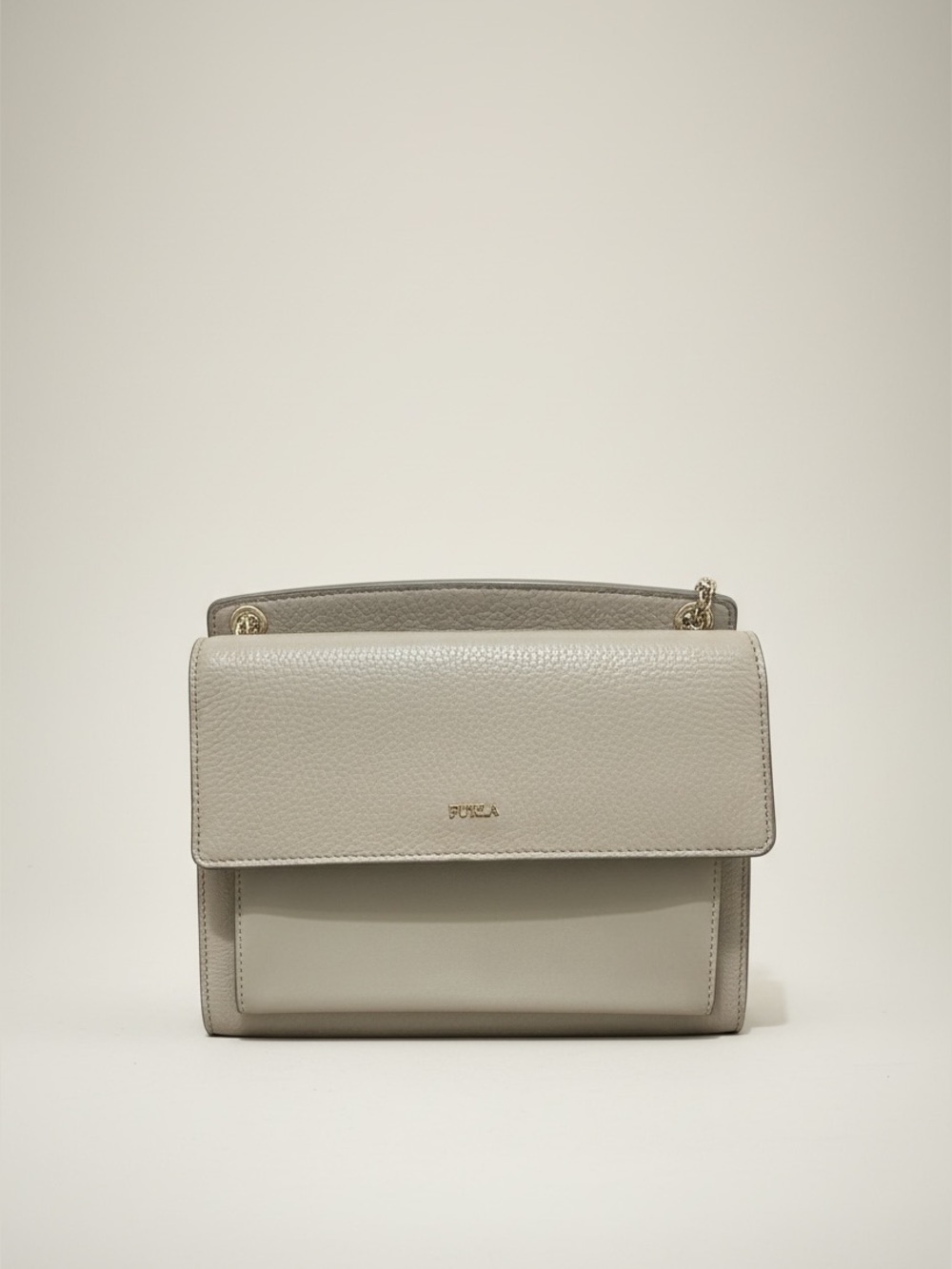 Furla Grey Leather Chain Shoulder Bag - Picture 3 of 11